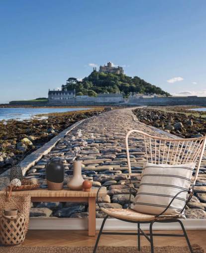 Castle in Sea with Cobbled Path Wall Mural Castle in Sea with Cobbled Path Wall Mural