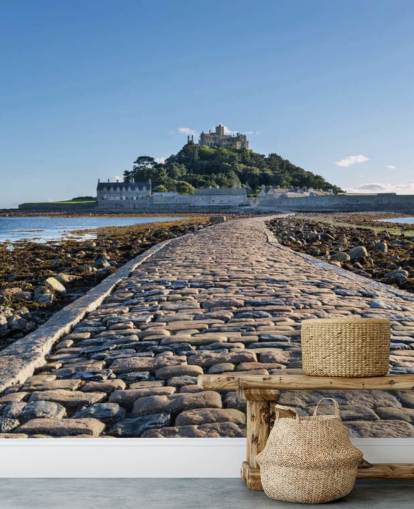 Castle in Sea with Cobbled Path Wall Mural Castle in Sea with Cobbled Path Wall Mural