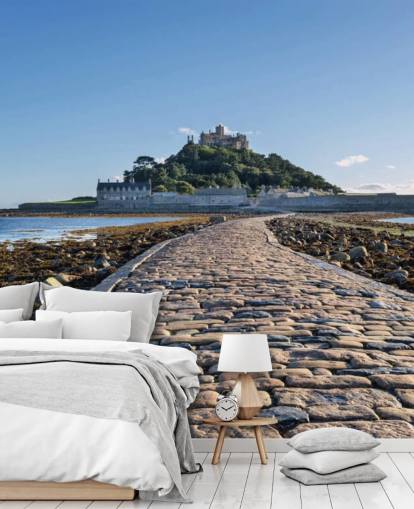 Castle in Sea with Cobbled Path Wall Mural Castle in Sea with Cobbled Path Wall Mural