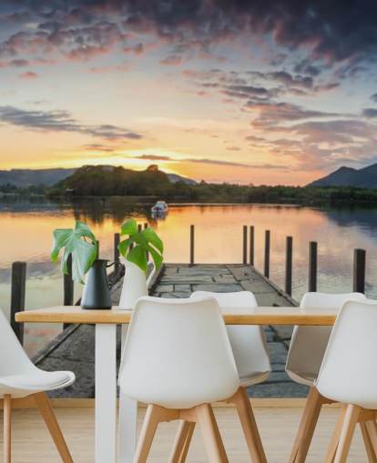 Stone Jetty and Lake Wallpaper