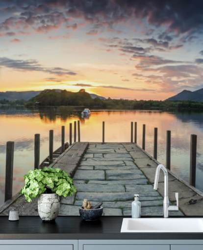 Stone Jetty and Lake Wallpaper Stone Jetty and Lake Wallpaper