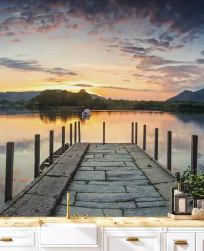 Stone Jetty and Lake Wallpaper