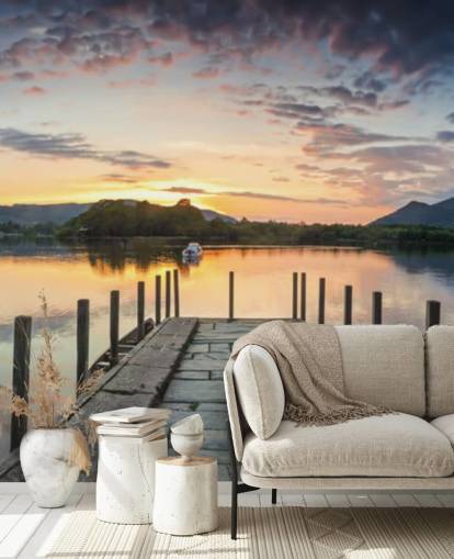 Papel de Parede Stone Jetty and Lake Papel de Parede Stone Jetty and Lake