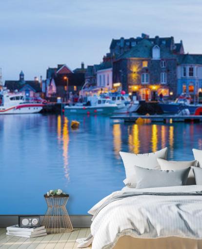 Mural de pared Puerto iluminado por la noche