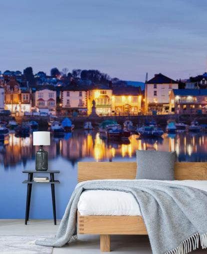 Panoramic Lit Up Harbour at Night Wallpaper Panoramic Lit Up Harbour at Night Wallpaper