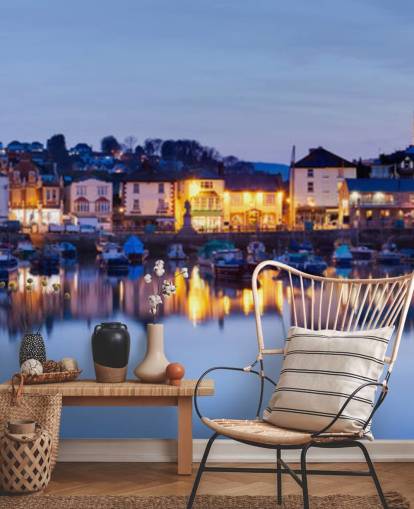 Panoramic Lit Up Harbour at Night Wallpaper Panoramic Lit Up Harbour at Night Wallpaper