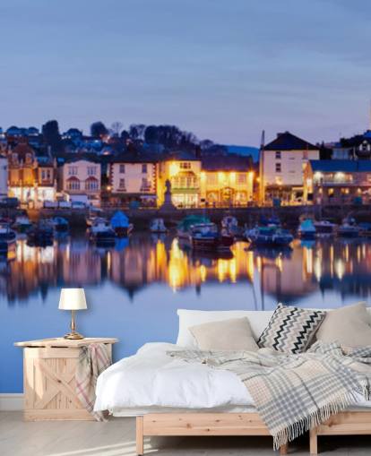 Panoramic Lit Up Harbour at Night Wallpaper