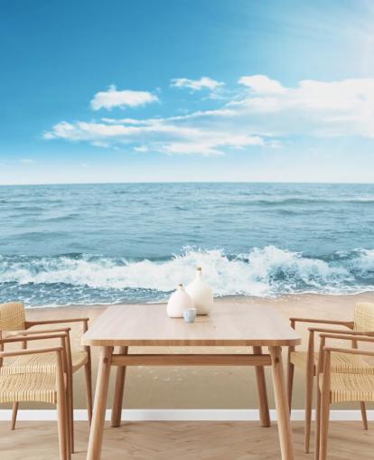 Schaumigen Wellen auf Sonnenstrand Wallpaper Schaumigen Wellen auf Sonnenstrand Wallpaper