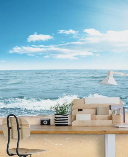 Frothy Waves on Sunny Beach Wallpaper