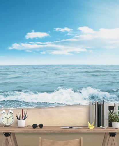 Frothy Waves on Sunny Beach Wallpaper Frothy Waves on Sunny Beach Wallpaper