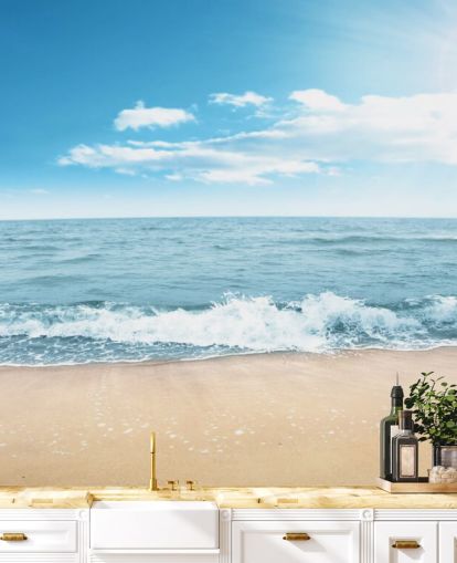 Frothy Waves on Sunny Beach Wallpaper