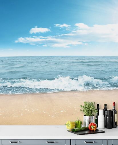 Frothy Waves on Sunny Beach Wallpaper