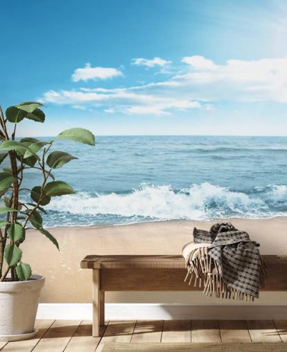 Frothy Waves on Sunny Beach Wallpaper