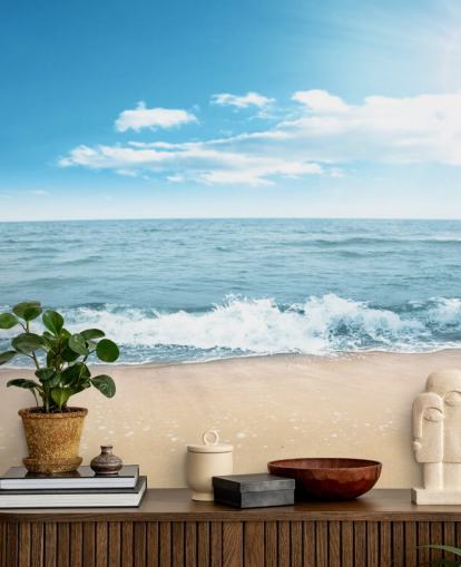 Schaumigen Wellen auf Sonnenstrand Wallpaper