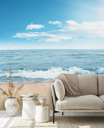 Frothy Waves on Sunny Beach Wallpaper