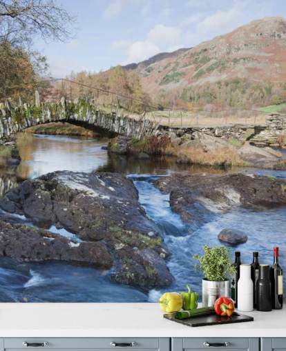 Mural da Parede do Rio Stone Bridge