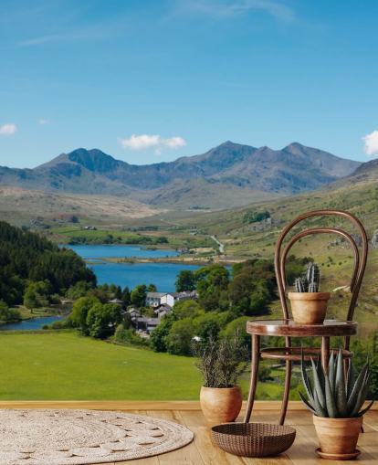 Blue Lake i Green Mountains Veggmaleri Blue Lake i Green Mountains Veggmaleri