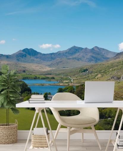 Blue Lake in Green Mountains Wall Mural