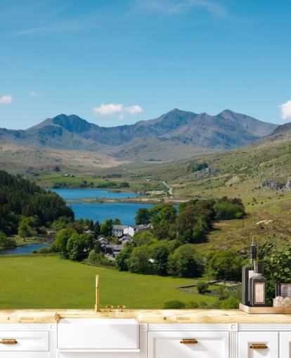 Blue Lake in Green Mountains Wall Mural