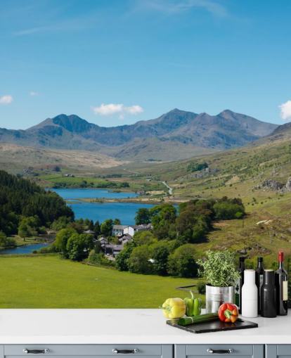 Blue Lake in Green Mountains Wall Mural