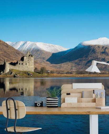 Decorazione murale con castello scozzese nel lago Decorazione murale con castello scozzese nel lago