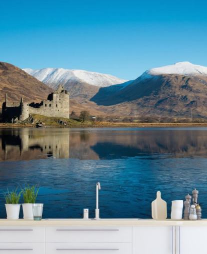 Scottish Castle i Lake Wall Mural Scottish Castle i Lake Wall Mural