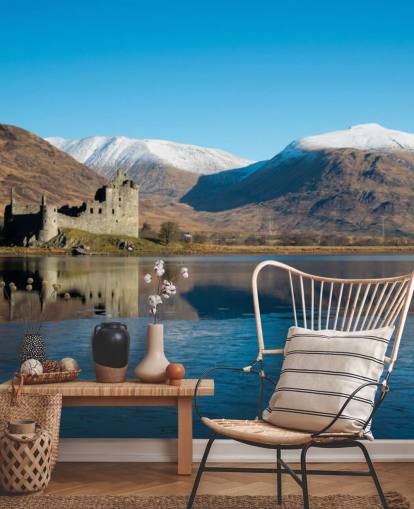 Scottish Castle i Lake Wall Mural