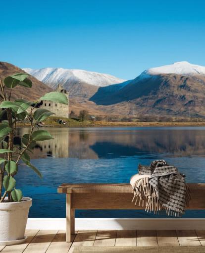 Scottish Castle in Lake Wall Mural Scottish Castle in Lake Wall Mural