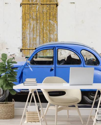 Carta da parati blu per auto d'epoca Citroën 2CV