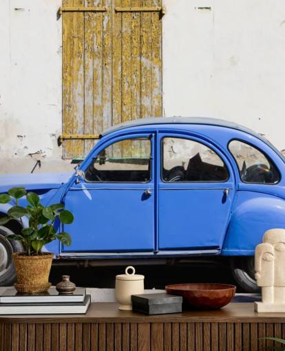 Blue Citroën 2CV Vintage Car Wallpaper Blue Citroën 2CV Vintage Car Wallpaper