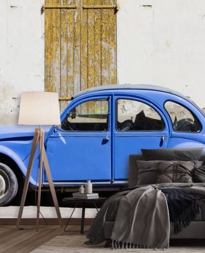 Papel de Parede Azul Citroën 2CV Vintage Car Papel de Parede Azul Citroën 2CV Vintage Car