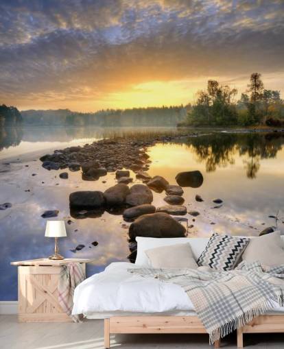 Felsiger See-Wandbild