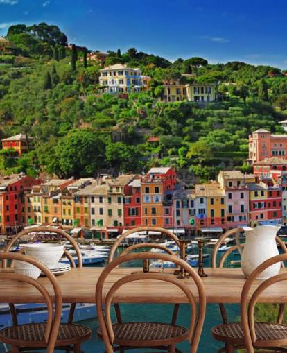 Decorazione murale con case colorate di Portofino