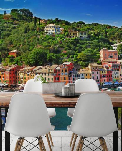Färgglada hus av Portofino väggmålning