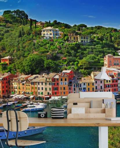Colourful Houses by Portofino Wall Mural Colourful Houses by Portofino Wall Mural
