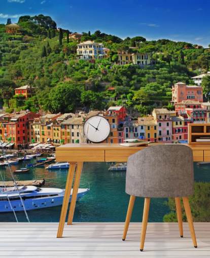 Farbenfrohe Häuser von Portofino Fototapete
