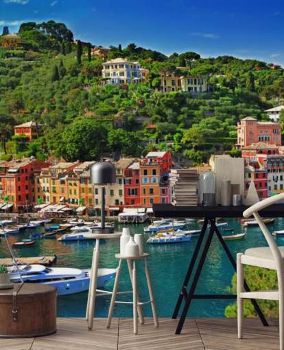 Colourful Houses by Portofino Wall Mural Colourful Houses by Portofino Wall Mural