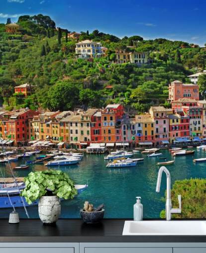 Mural de pared Casas coloridas de Portofino Mural de pared Casas coloridas de Portofino