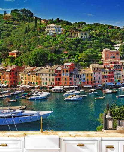 Fargerike hus av Portofino Veggmaleri