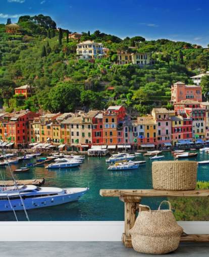 Kleurrijke huizen van Portofino Wall Mural