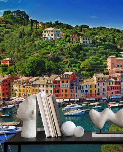 Decorazione murale con case colorate di Portofino