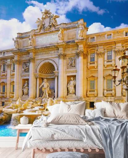 golden toned trevi fountain on a sunny day wallpaper golden toned trevi fountain on a sunny day wallpaper