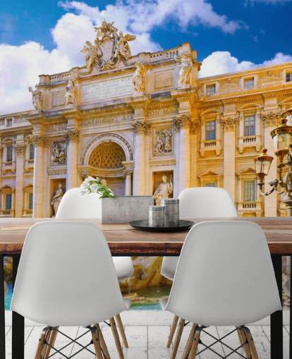 golden toned trevi fountain on a sunny day wallpaper golden toned trevi fountain on a sunny day wallpaper