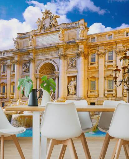 Fondo de pantalla de fuente de trevi en tono dorado en un día soleado Fondo de pantalla de fuente de trevi en tono dorado en un día soleado