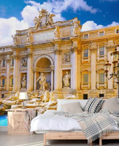 golden tonet trevi fontene på en solrik dag tapet