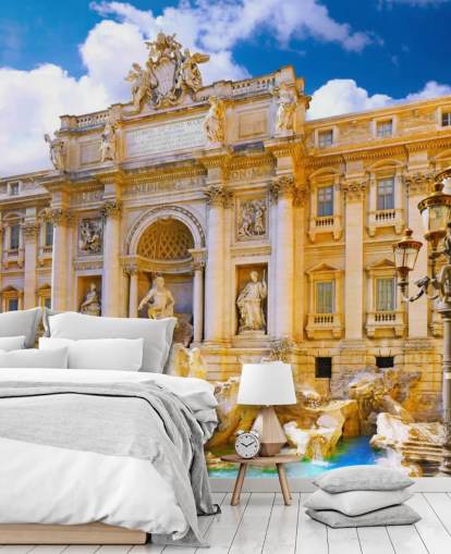 golden toned trevi fountain on a sunny day wallpaper golden toned trevi fountain on a sunny day wallpaper