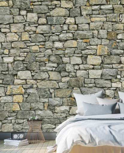 Greys and Yellows Wallpaper Mural