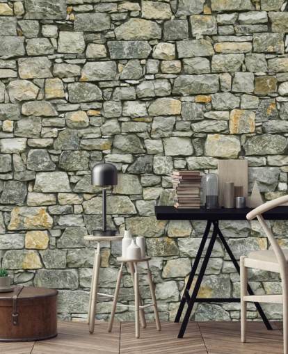 Papier Peint Fresque Gris et Jaune