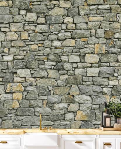 Carta da parati murale con grigi e gialli