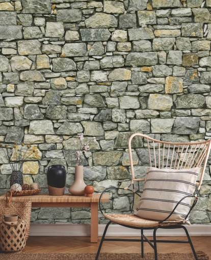 Greys and Yellows Wallpaper Mural